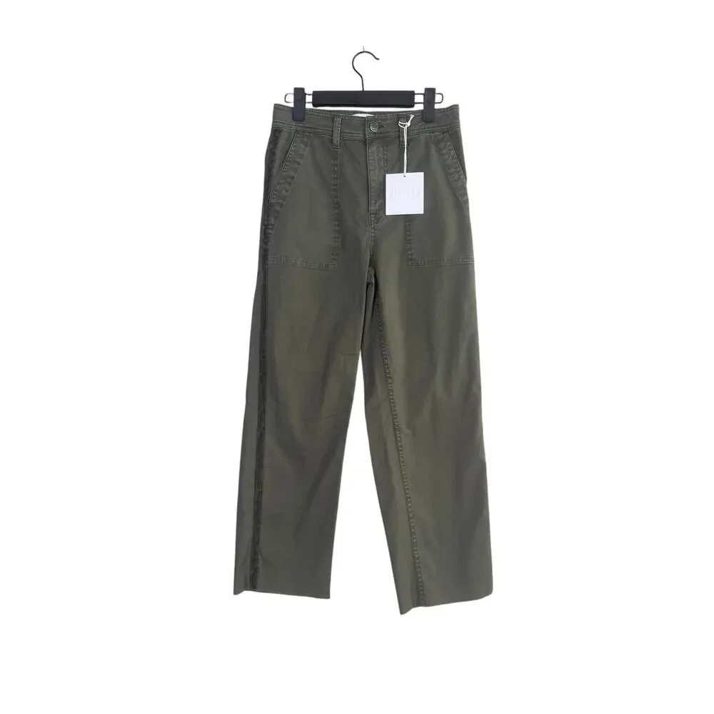 NWT Pistola Elliot Eden High Rise Crop Tuxedo Stripe Straight Leg Pant 26 Green - Picture 14 of 15